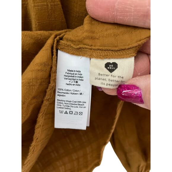 Madewell Square-Neck Bubble-Sleeve Textured Top in Antique Gold Size XS - Picture 8 of 9